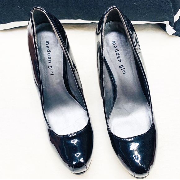 Madden Girl Shoes - Madden Girl Black Tiarah Patent Leather Heel 9.5M